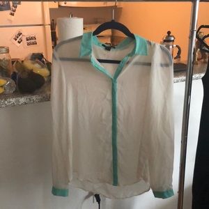 White blouse with blue piping